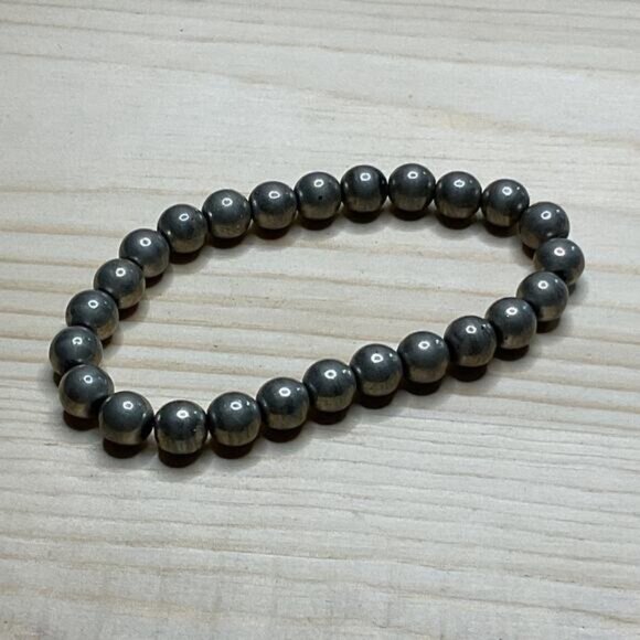 Gray Beaded Stretch Bracelet For Women & Men - Picture 4 of 4